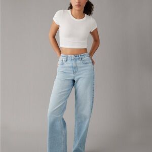 American Eagle Outfitters Strigid Curvy Super High Waisted Baggy Straight Jeans